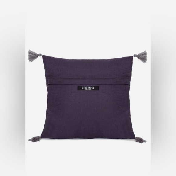 Disturbia Purple Gray Mandala Iris Rope Embroidery Throw Cushions | Set of 2 - Picture 3 of 4